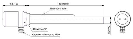 Electrical cartridge heater with internal temperature setting TA