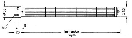 Technical drawing of ceramic heating elements 32 mm