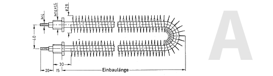 Technische Zeichnung zu Rippenrohrheizkörper A