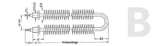 Technische Zeichnung zu Rippenrohrheizkörper B